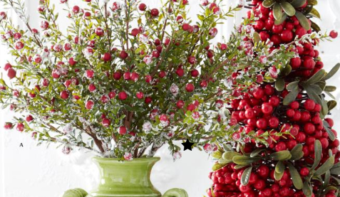 Glittered Snowy Berry Leaf Stem - 2 Colors