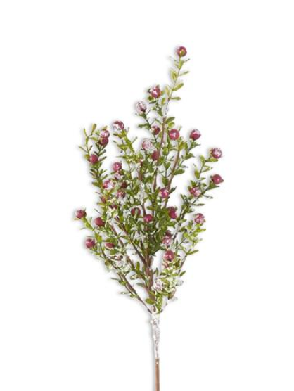 Glittered Snowy Berry Leaf Stem - 21" - 2 Colors