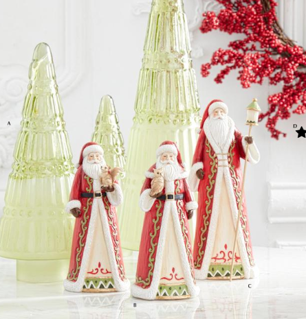 Red Cream & Green Santa with Bird