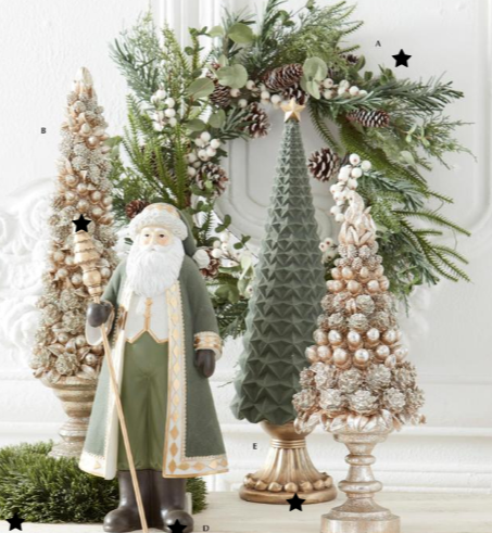 Sage Green Velvet Santa with Christmas Tree