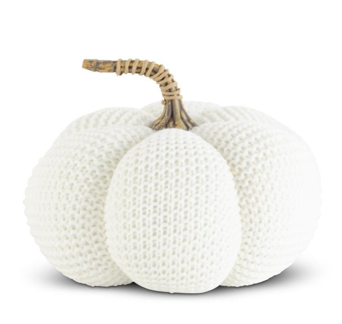 White Knit Stuffed Pumpkin