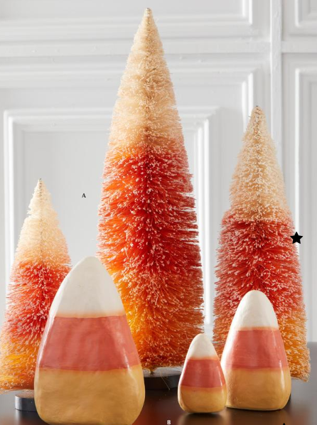 Candy Corn Bottle Brush Trees - Set of 3