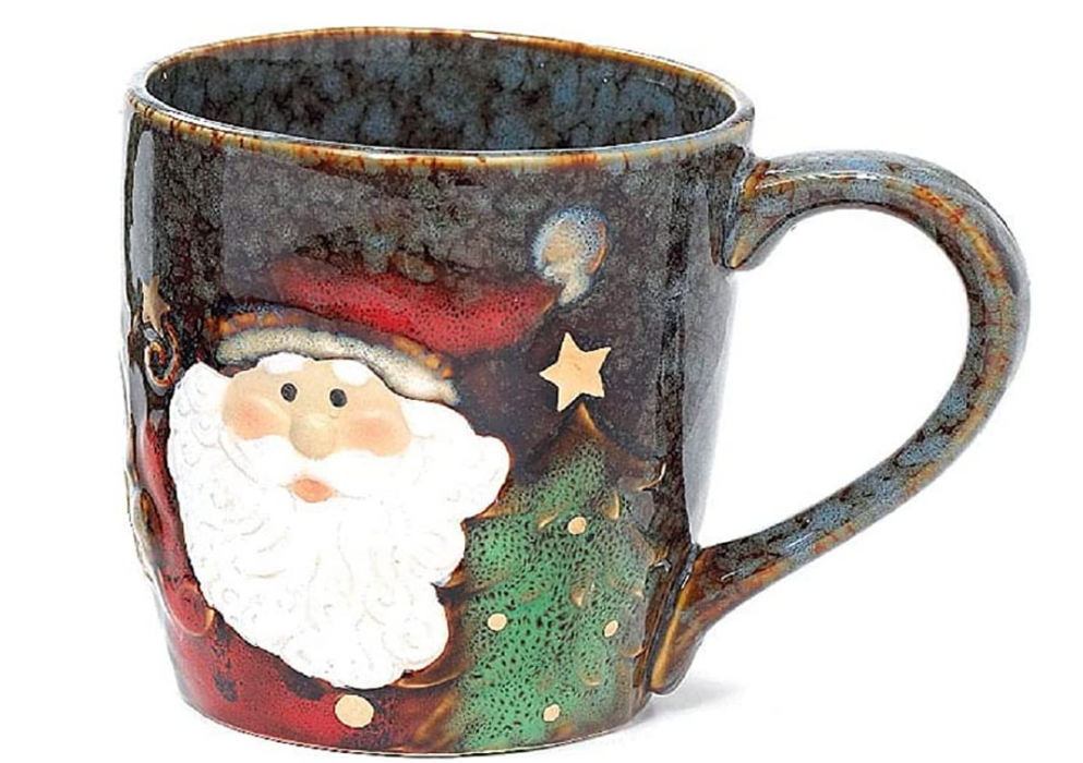 Santa Face Marbleized Porcelain Holiday Mug