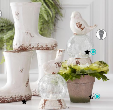 White Ceramic Bird On Top of LED Globes