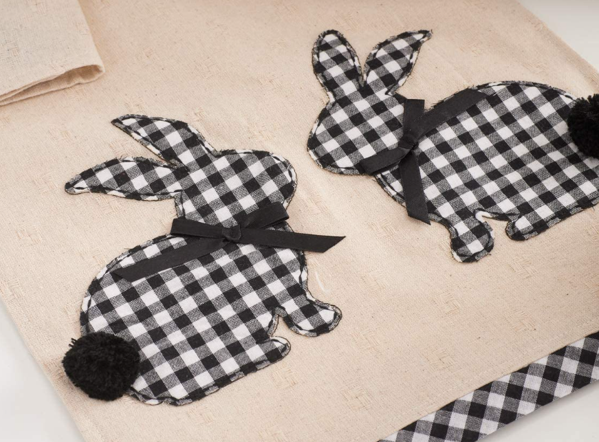 Black & White Gingham Easter Bunny Table Runner - 72"