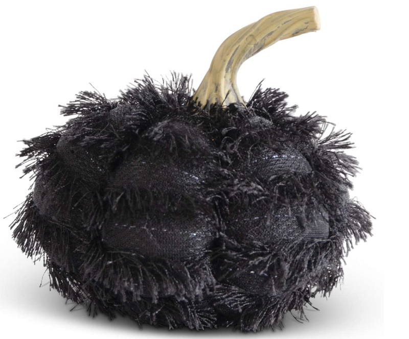 Black Eyelash Fringe Fabric Pumpkin - 3 Sizes