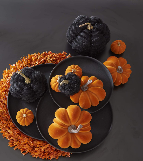 Black Eyelash Fringe Fabric Pumpkin - 3 Sizes