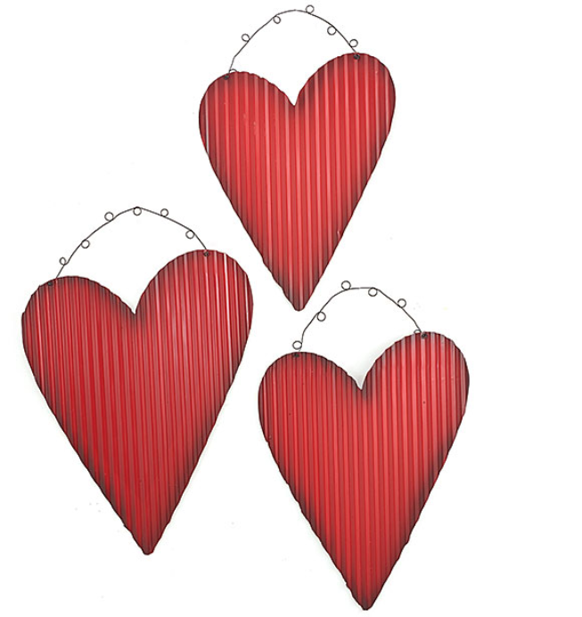 CORRUGATED TIN HEART WALL HANGING - 3 Sizes