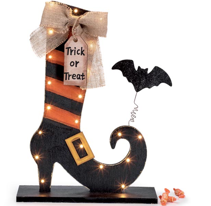 LIGHT UP WITCH BOOT WITH BAT