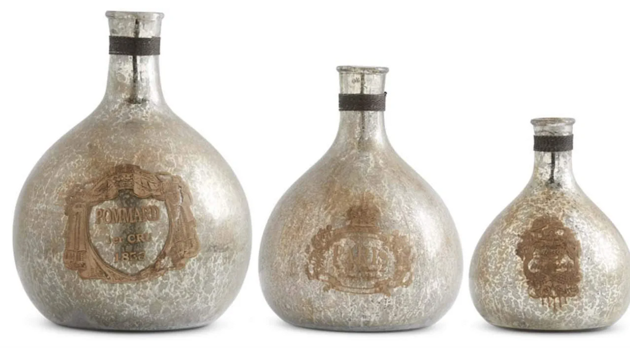 Antiqued Mercury Glass Bottles - 3 Sizes