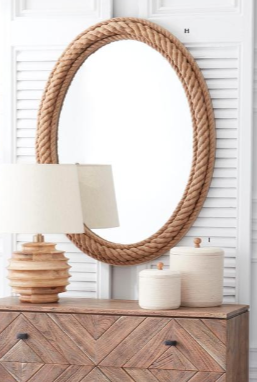 Brown Rope Framed Oval Wall Mirror
