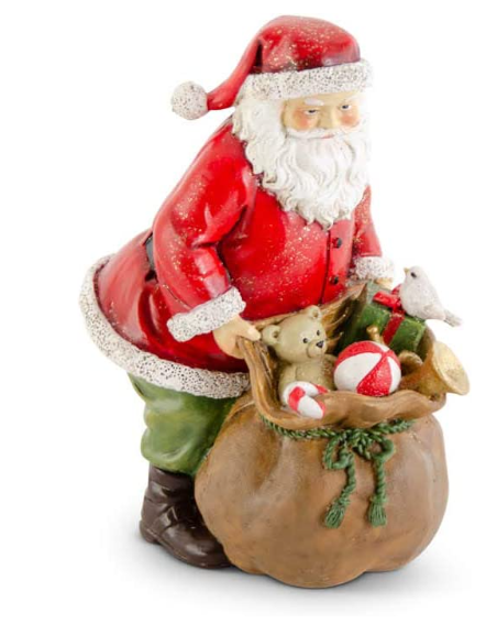 Glittered Resin Traditional Santa w/Sack of Toys