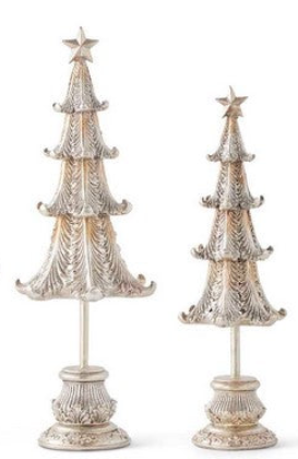 Christmas Trees on Spindle Glitter Trees - Set of 2