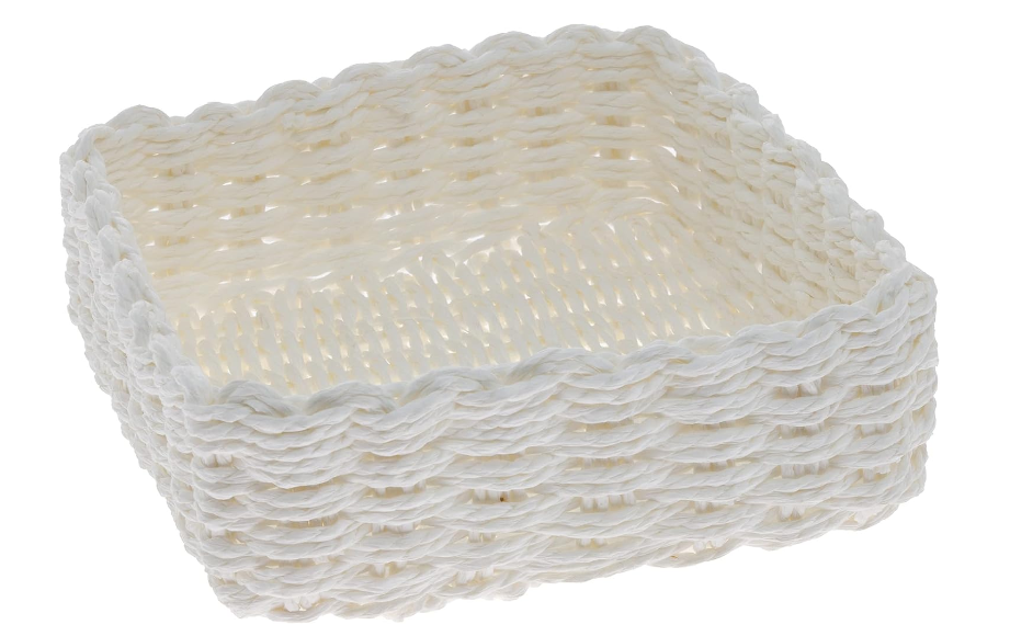 Woven Basket Napkin Holder Caddy, Lunch Size, White