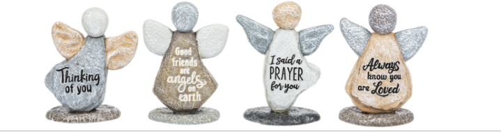 Pebble Art Angels Figurines - 4 Options