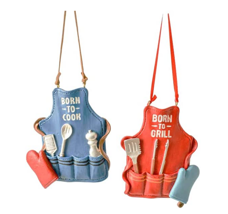 Born to Grill & Born to Cook Apron Ornaments