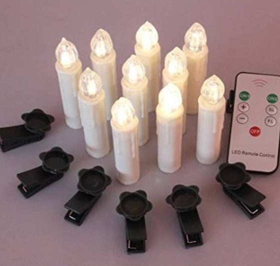 LED Silver Clip-on Taper Candles 4"H
