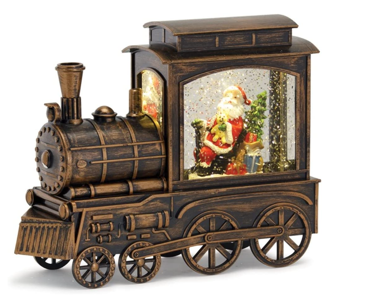 Train and Santa Snow Globe Lantern