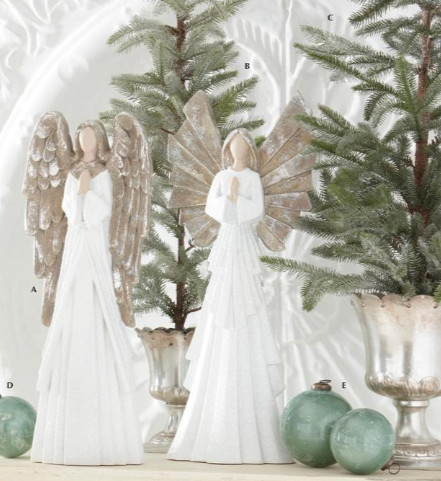 White Glittered Praying Angels