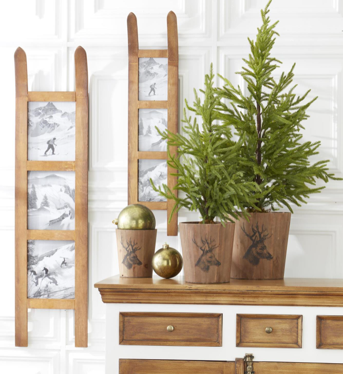 HANGING WOOD SLED PHOTO FRAMES - 2 Sizes