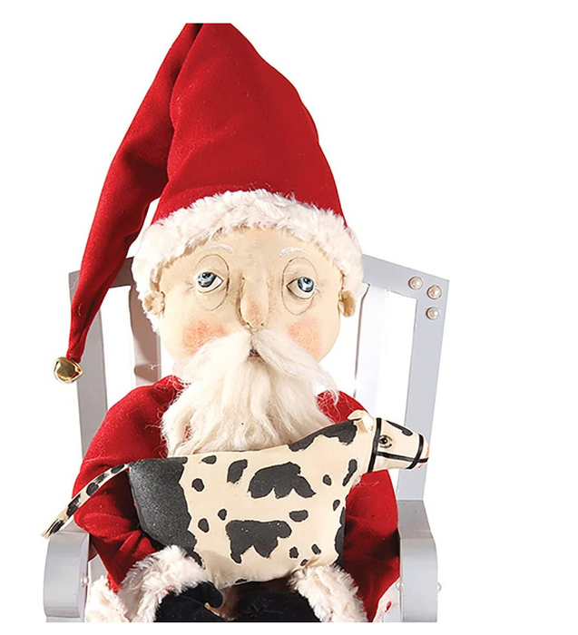 Wilber Santa with Cow Christmas Fabric Doll Figurine 30 inch - Joe Spencer