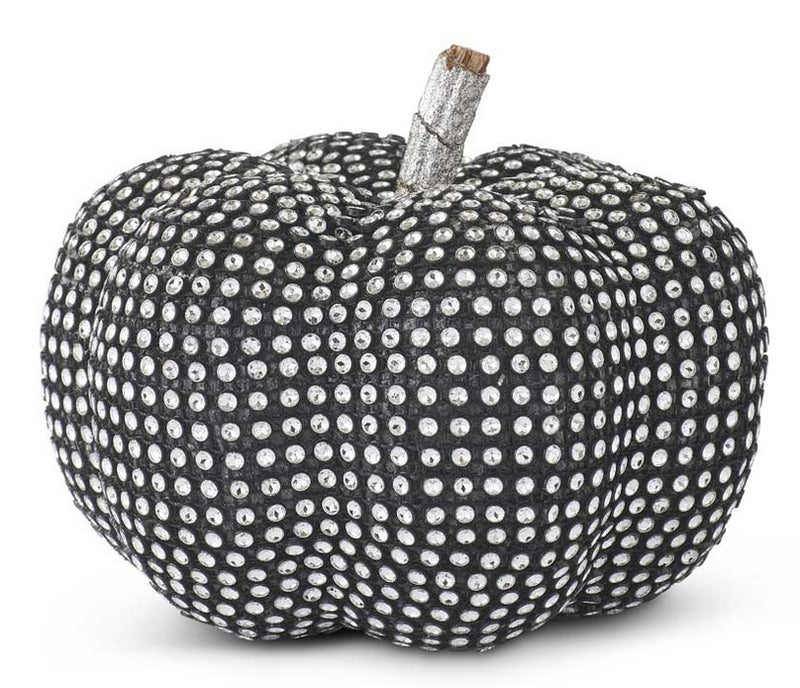 Black Fabric Pumpkin Covered w/Silver Rhinestone