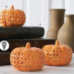 Ceramic Cutout LED Pumpkin - 3 Colors