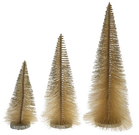 Gold Bottle Brush Trees - Set of 3