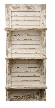 Distressed White Wood Shuttered Shelf