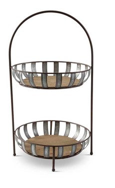 Wood and Tin 2 Tier Holder