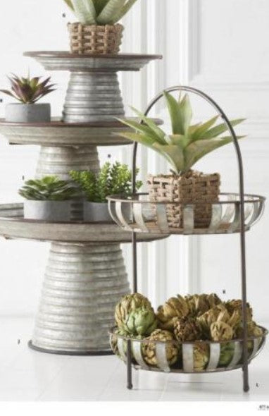 Wood and Tin 2 Tier Holder