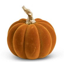 Orange Velvet Pumpkin w/Twisted Gold Stem