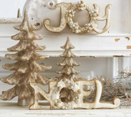 Gold Glittered Trees -Set of 2