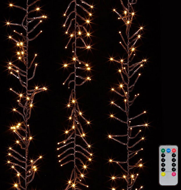 Cluster Garland Clear Wire W/300 White Lights W/Remote And Timer