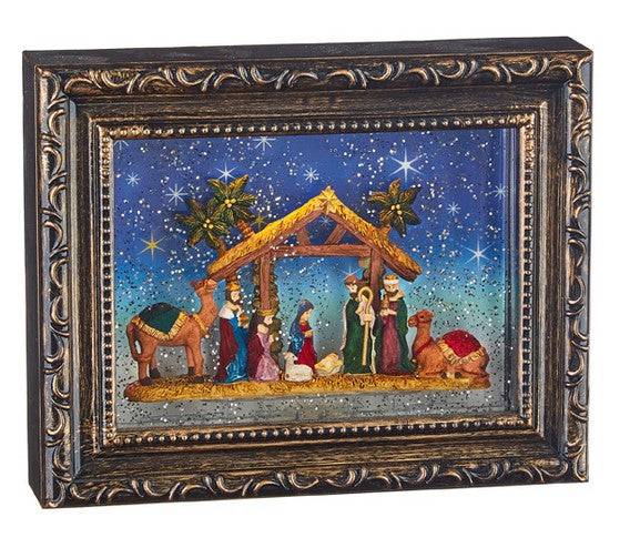 NATIVITY LIGHTED WATER PICTURE FRAME