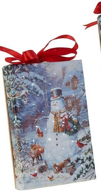 SNOWMAN LIGHTED PRINT ORNAMENT WITH EASEL BACK