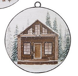 SKI LODGE DISC ORNAMENT- 3 Styles