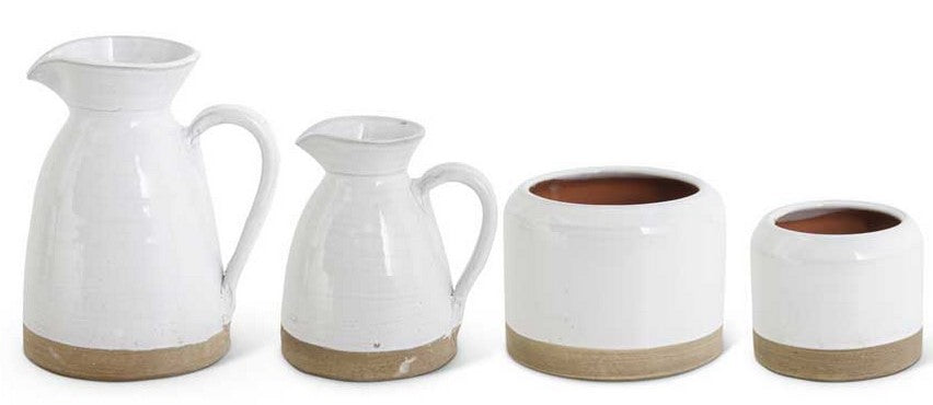 Ceramic Gray Glazed Pitchers & Pots- 4 Styles