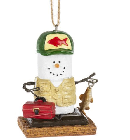 S'mores Fisherman w/Tackle Box Ornament