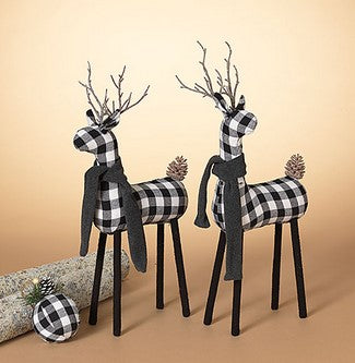 Black & White Plaid Deer Figurine - 20" - 2 Styles