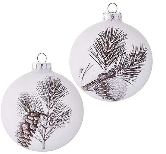 Winter Botanicals 4-Inch Pinecone Ball Ornament  - 2 Styles