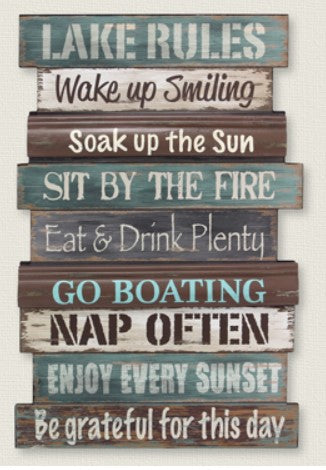 Wood Wall Lake Rule Sign