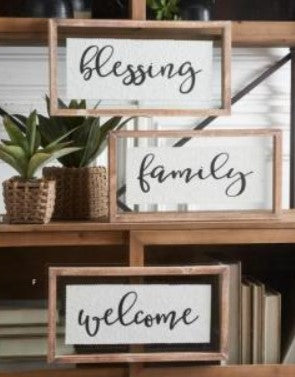 Wood Framed Glass Assorted Message Signs - 3 Options