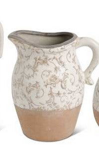 Ceramic Vases w/Tan Floral Pattern - 5 Styles