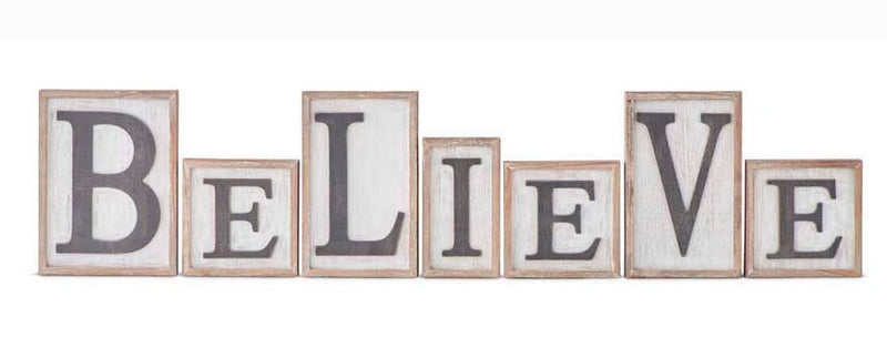 Framed Wood BELIEVE Blocks