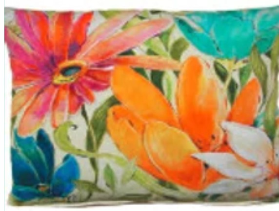 Tropical Flowers Pillow - Rectangle