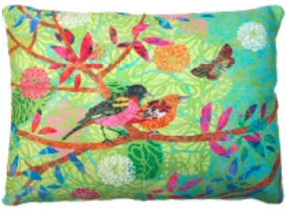 Bright Birds on Branch Pillow