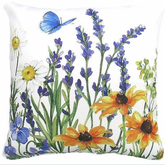 Floral Watercolor Pillow - Square