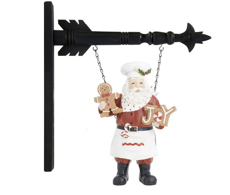 Resin Chef Santa Holding Cookies Arrow Replacement