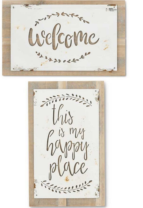 Wood Signs w/Metal Cutout Overlay , 2 Options